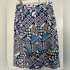 Tori Richards Gecko Skirt Sz 6 Unworn Cond Eclectic Colorful Midi Button Closure